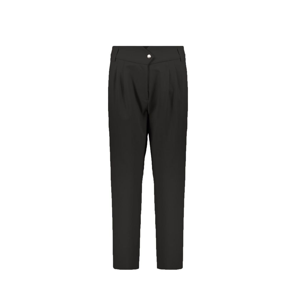 Black Elastane Casual Pants
