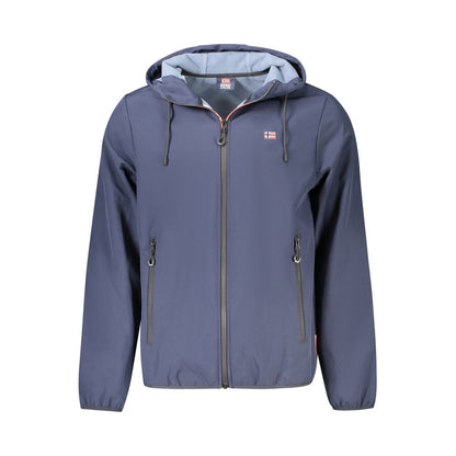 Blue Polyester Men Jacket