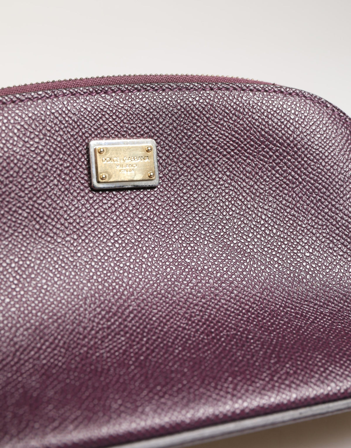 Dark Purple Leather DG Logo Zip Around Hand Purse Wallet