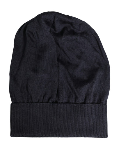 Black Solid Wool Knitted Winter Beanie Cap Hat