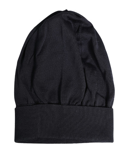 Black Solid Wool Knitted Winter Beanie Cap Hat