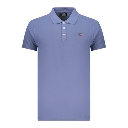 Blue Cotton Men Polo