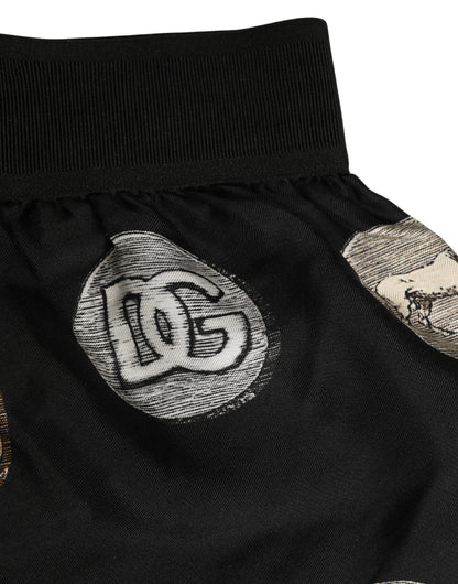 Black Ancient Coin Print Boxer Shorts Underwear