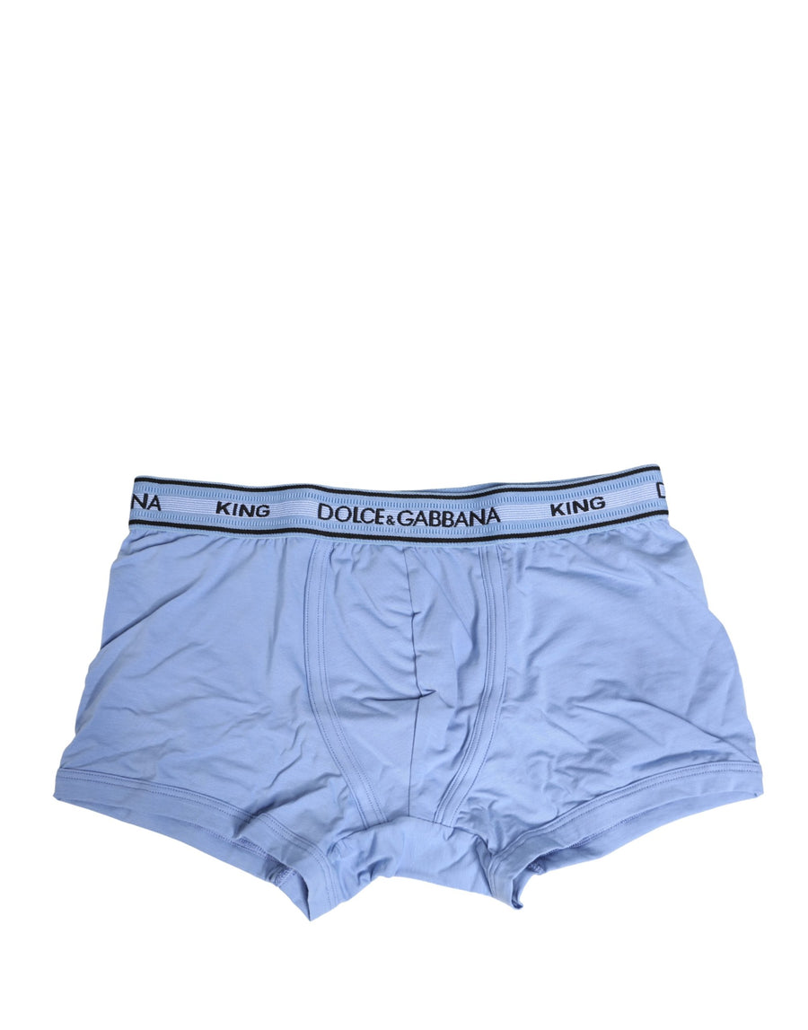 Light Blue Cotton Men Regular Boxer Underwear