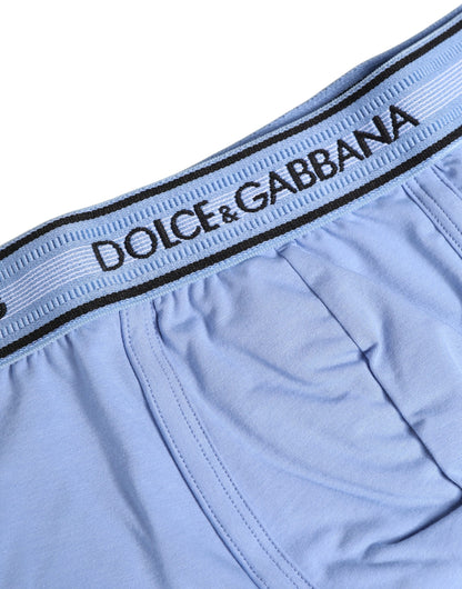 Light Blue Cotton Men Regular Boxer Underwear