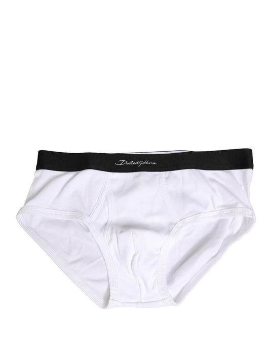 White Black Logo Waistband Men Brief Underwear