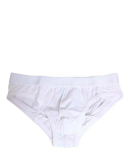 White Logo Waistband Cotton Men Brief Underwear
