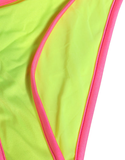 Yellow Pink Nylon Bottom Beachwear Bikini Underwear