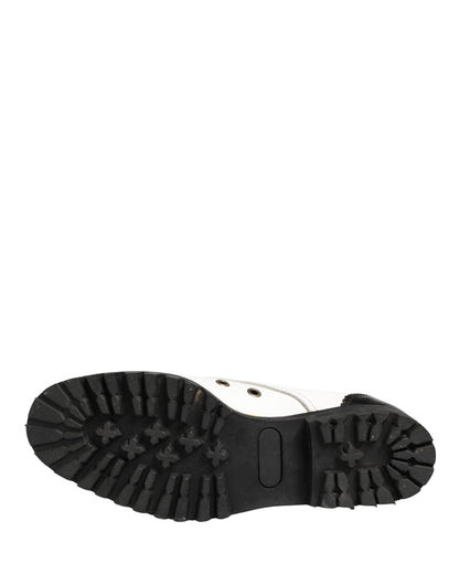 Black White Leather Derby Shoes