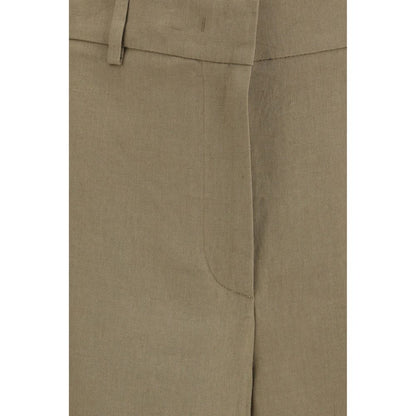 Beige Linen Casual Pants