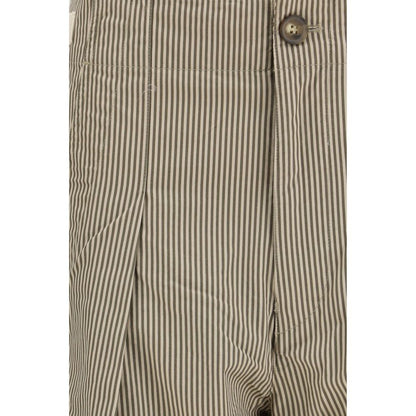 Beige Cotton Casual Pants