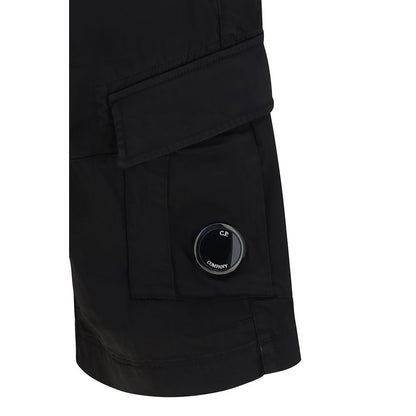 Black Cotton Bermuda Shorts