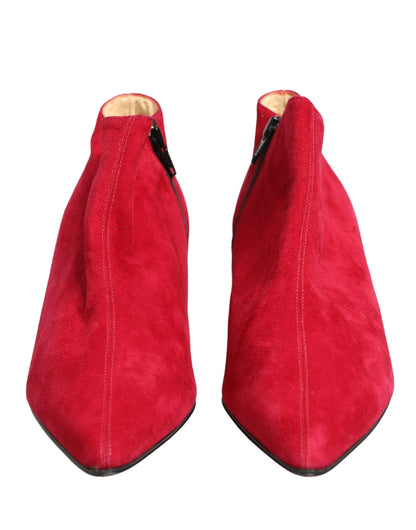 Red Suede Ankle Boots Shoes