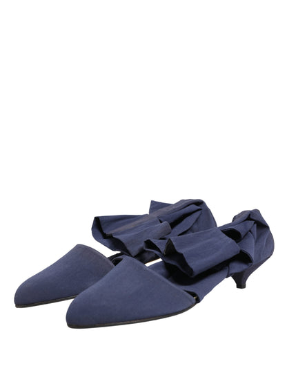 Blue Cotton Ankle Boots Shoes