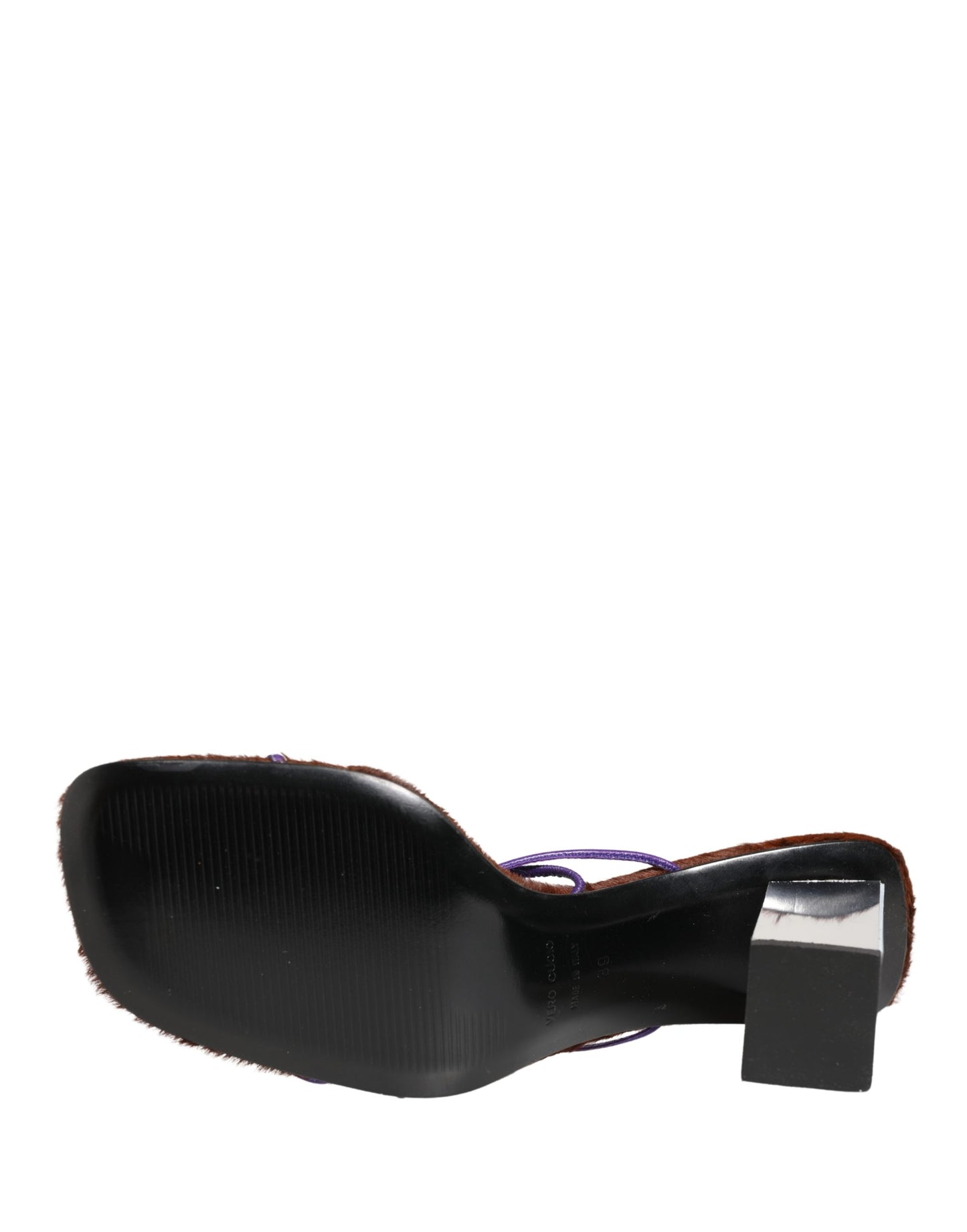 Silver Block Heels Slip On Sandals Shoes