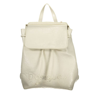Ecru Polyurethane Women Backpack