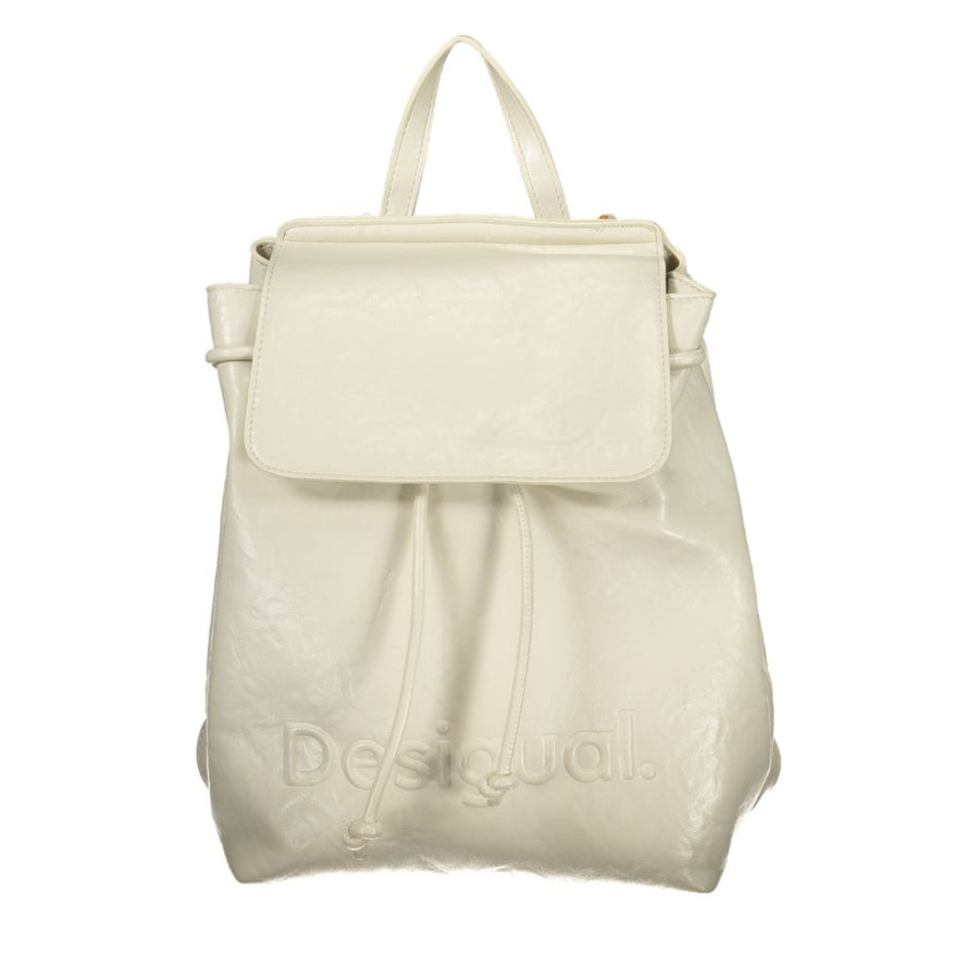 Ecru Polyurethane Women Backpack