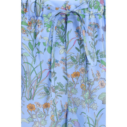 Blue Silk Bermuda Shorts