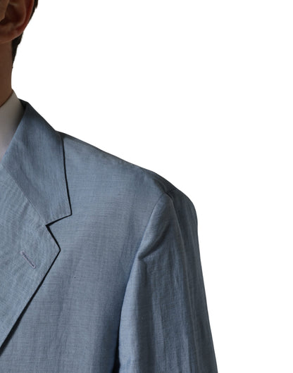 Light Blue Single Breasted Men Jacket Blazer