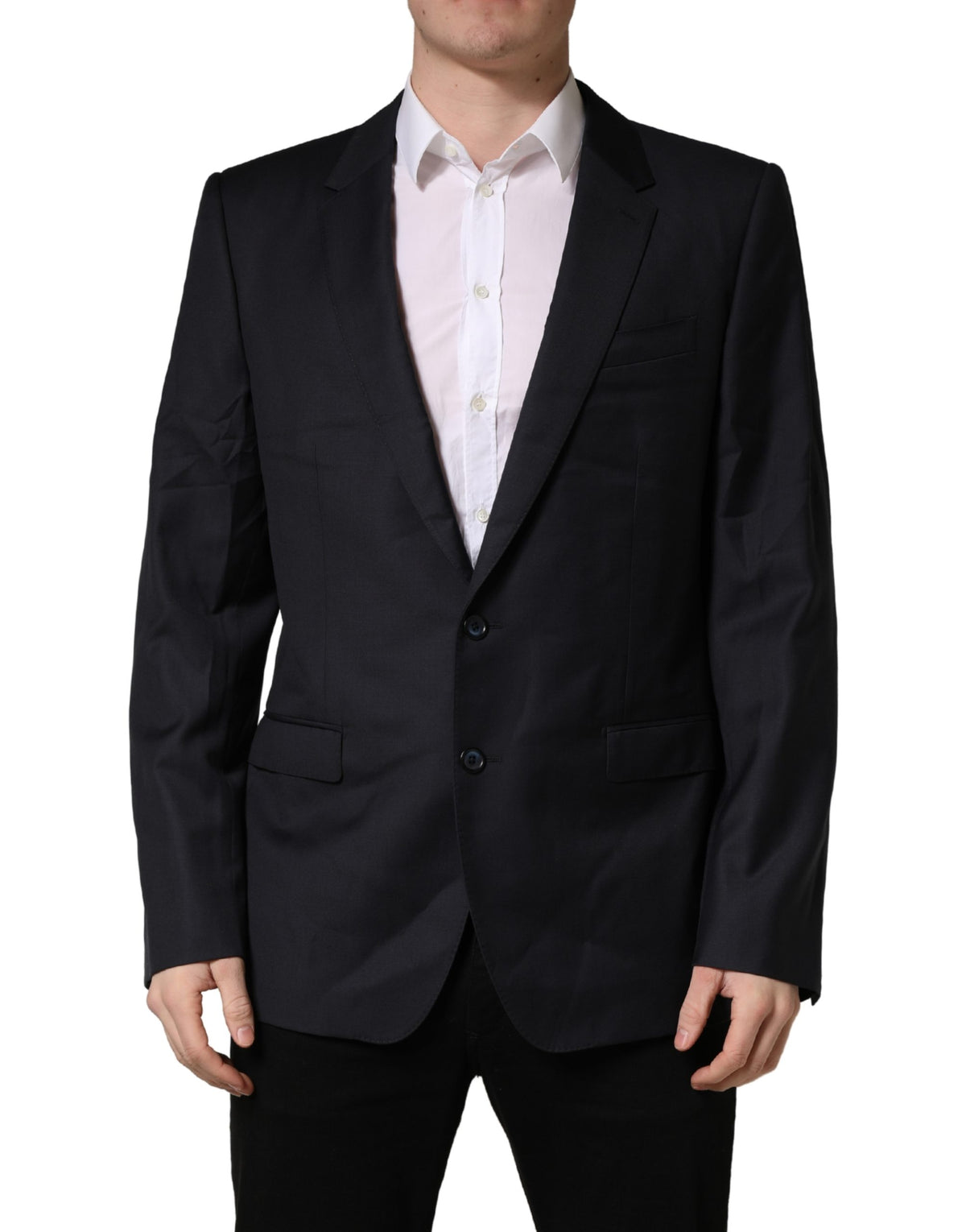 Dark Blue Wool Slim Fit Coat Men Jacket Blazer
