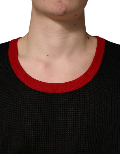 Black Crew Neck Sleeveless Men Knit Vest T-shirt