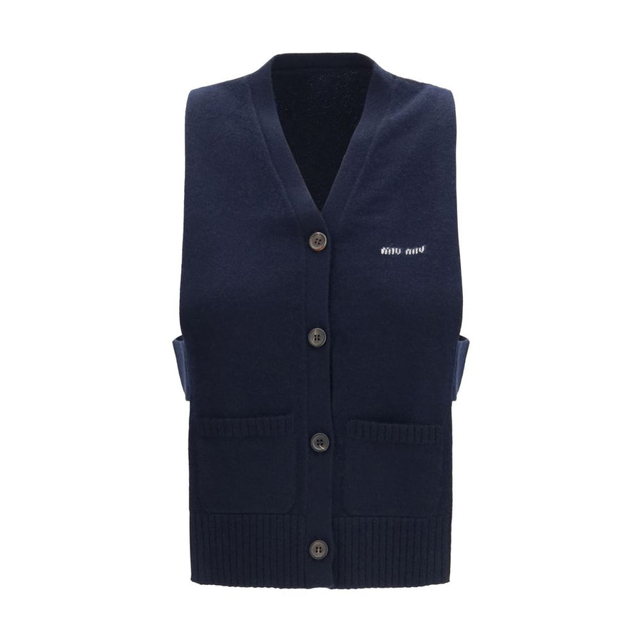 Blue Cashmere Sleeveles Sweater