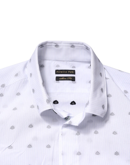 White Cotton Slim Fit Collared Men Dress Shirt