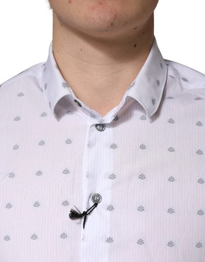 White Cotton Slim Fit Collared Men Dress Shirt