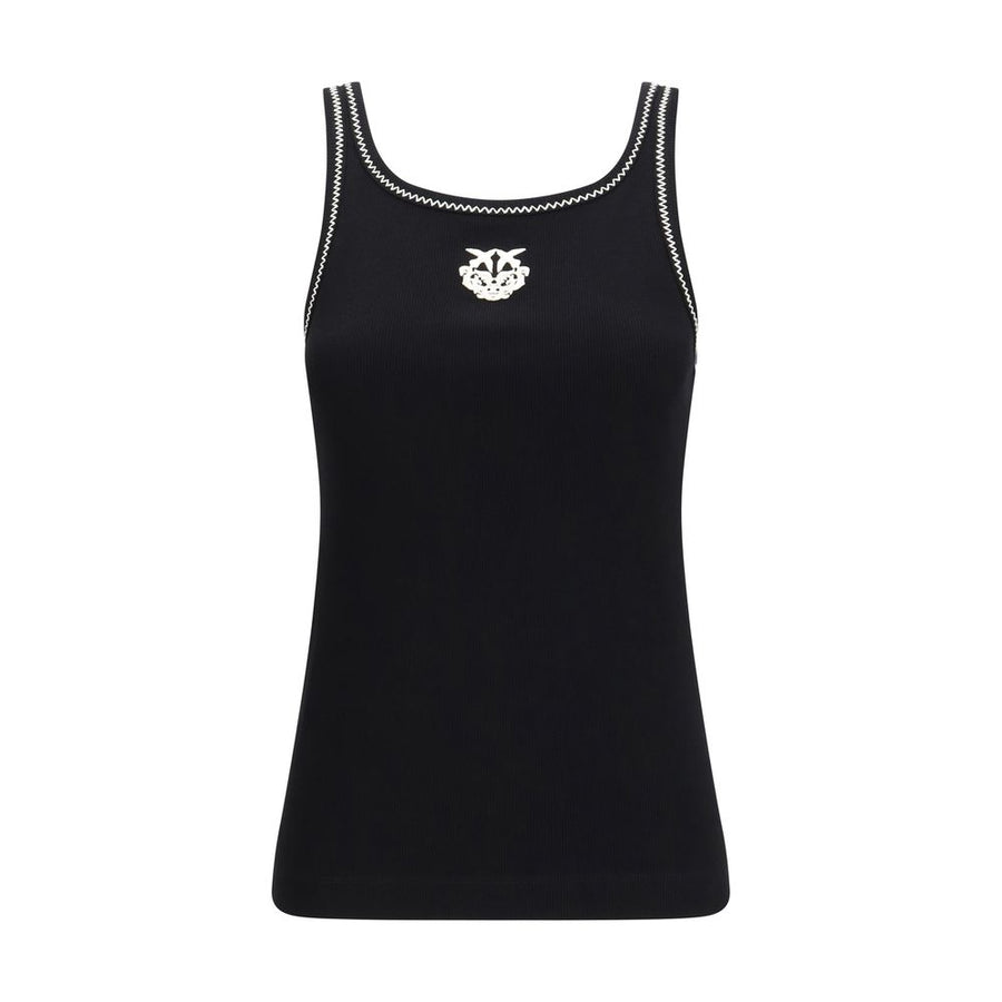 Black Cotton Sleeveles T-Shirt