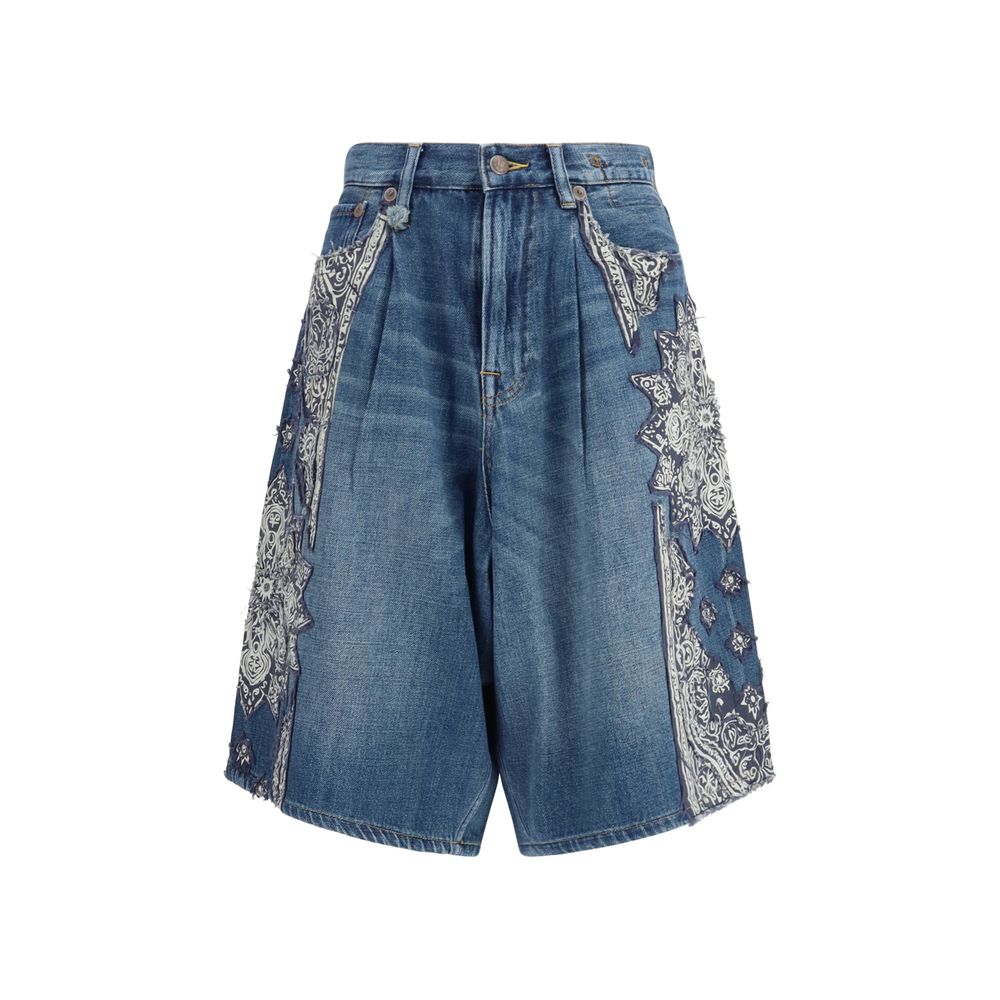 Blue Cotton Bermuda Shorts