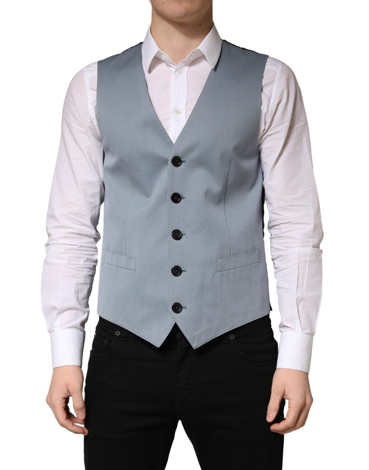 Gray Wool Single Breasted Men Waistcoat Vest