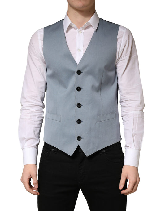 Gray Wool Single Breasted Men Waistcoat Vest