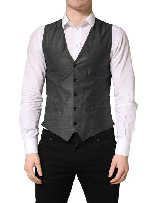 Dark Gray Wool Dress Formal Waistcoat Vest