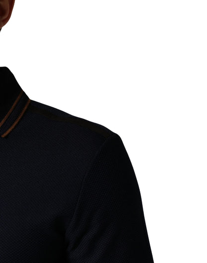 Dark Blue Silk Short Sleeve Men Polo T-shirt
