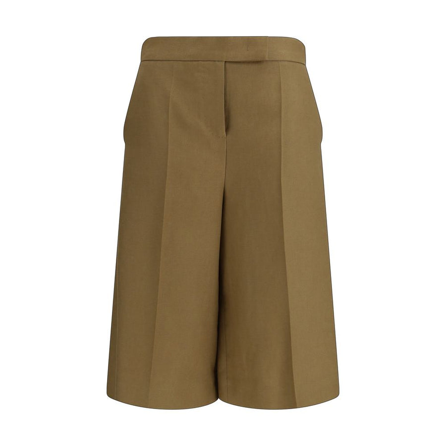 Bicolor Linen Bermuda Shorts