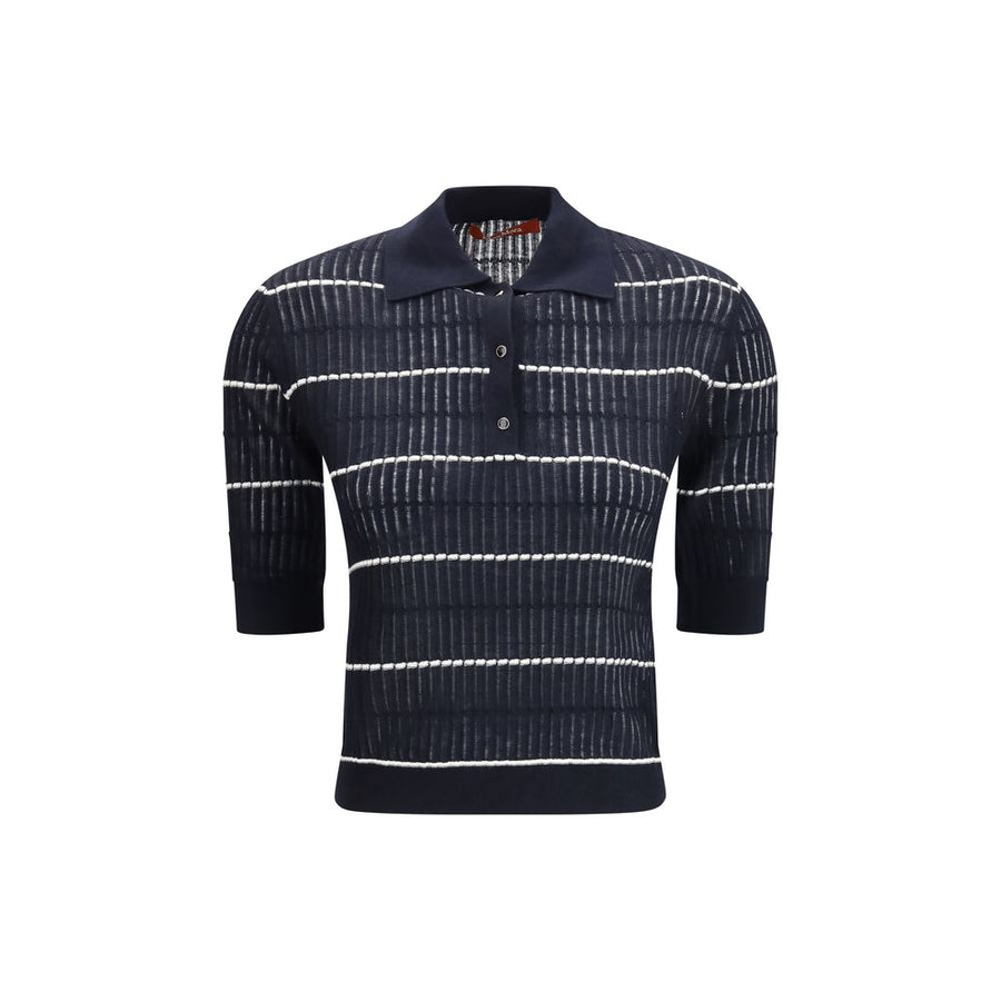 Blue Silk Polo Shirt
