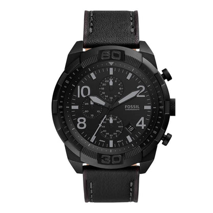Black Leather Sport Watch