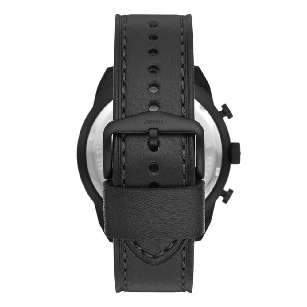 Black Leather Sport Watch