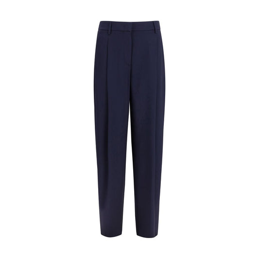 Blue Silk Casual Pants