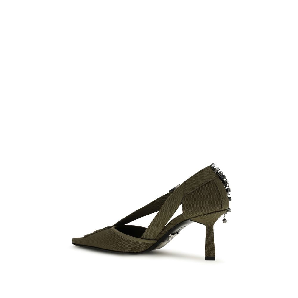 Bicolor Cotton High Heel Pumps