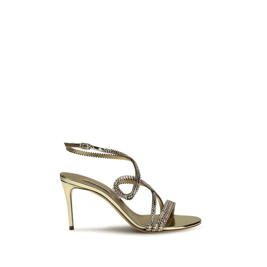 Gold Calf Leather Bos Taurus Stiletto Heel Sandals