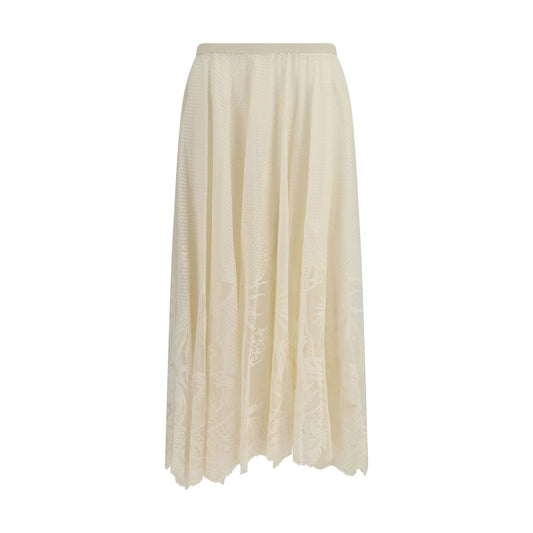 Beige Cotton Long Skirt