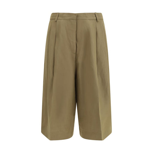 Beige Viscose Cropped Pants