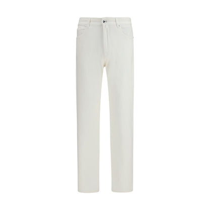 White Cotton Straight-Leg Jeans