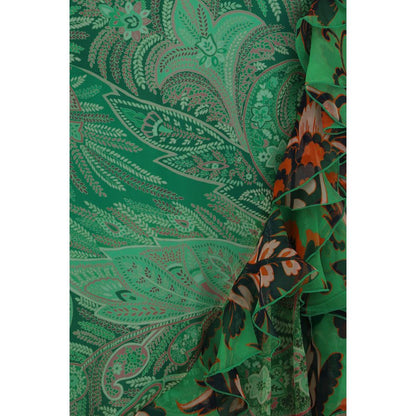 Bicolor Silk Long Skirt