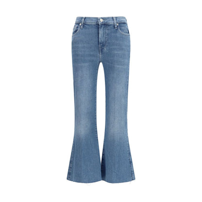 Blue Cotton Flared Jeans