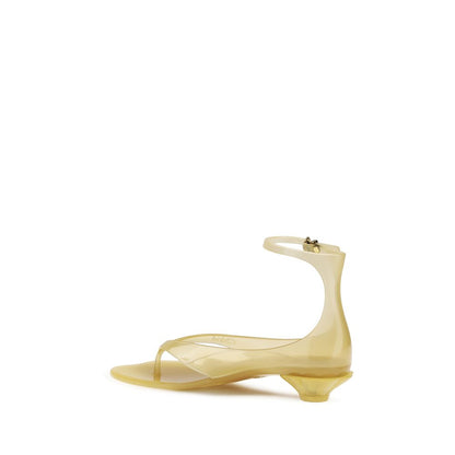 Beige Polyurethane Flat Sandals