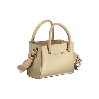 Beige Polyurethane Women Handbag