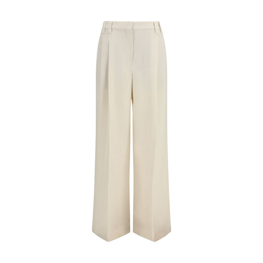 Beige Viscose Casual Pants