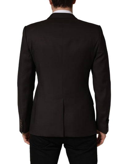 Dark Violet Wool Double Breasted Suit Jacket